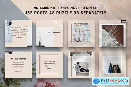 InstaGrid 2.0 Canva Puzzle Template 3877383