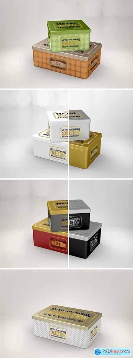 Metal Box Stack Packaging Mockup