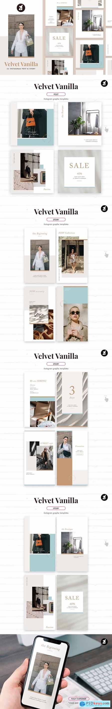 Velvet vanilla social media graphic templates