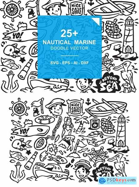 Nautical Marine - Ocean Beach Doodles