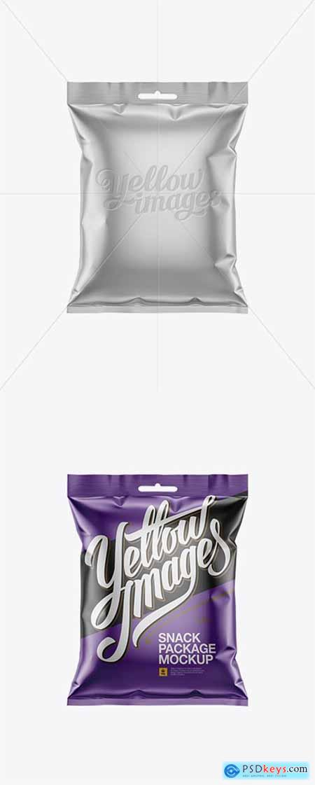 Matte Metallic Snack Package Mockup - Front View 15900