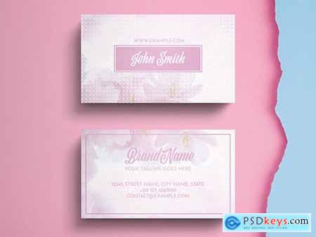 Business Card Layout with Pink Accents 274315583