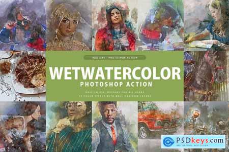 Wet Watercolor Photoshop Action 3357333