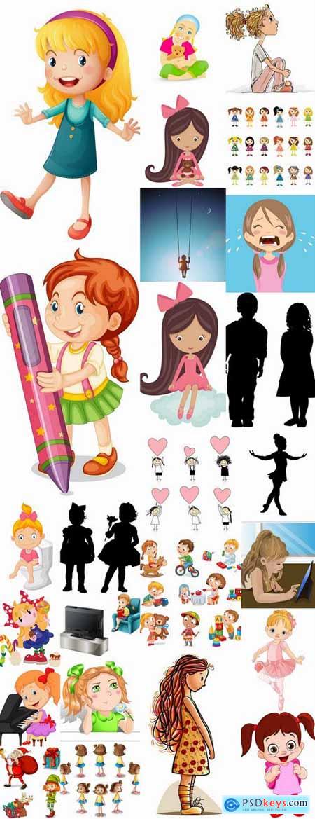 Little girl cartoon vector image 25 EPS