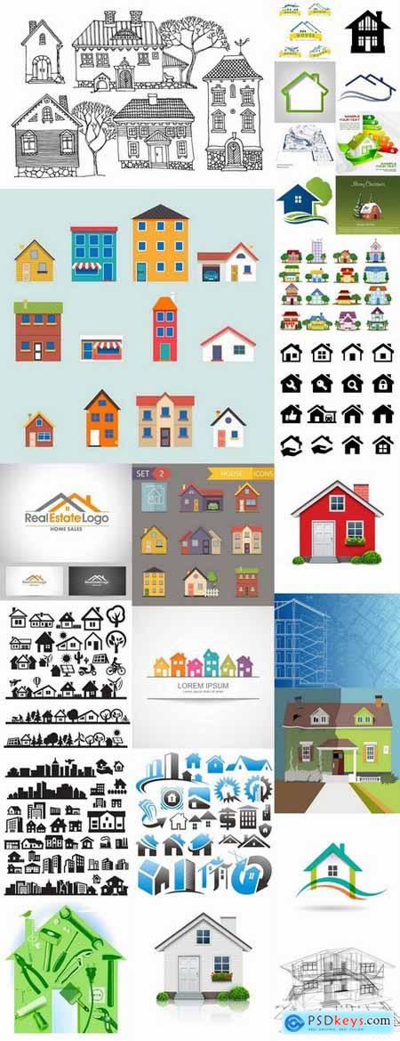 Logo house building corporation icon web design element site 7-25 EPS