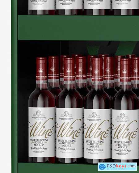Stand with Red Wine Bottles Mockup 45594