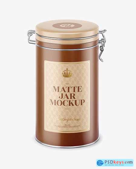 Matte Ceramic Jar With Locking Lid Mockup 45758