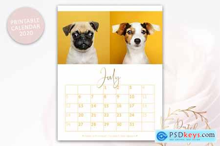 Printable Monthly Calendar 2020 Dogs 3895184