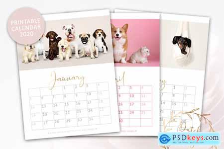 Printable Monthly Calendar 2020 Dogs 3895184