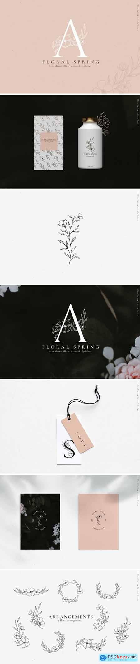 Floral Spring illustrations alphabet 3471511
