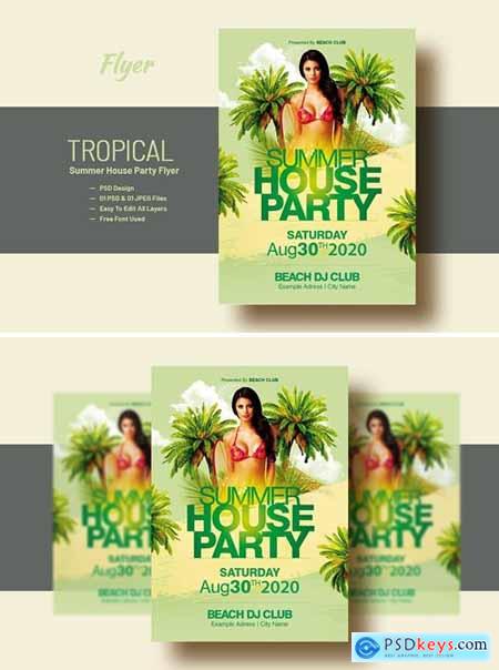 Summer House Party Flyer Template V-14
