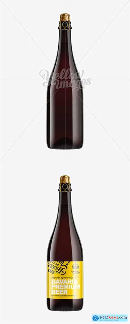 750ml Black Amber Beer Bottle with a Cork and Muselet Mockup 10429