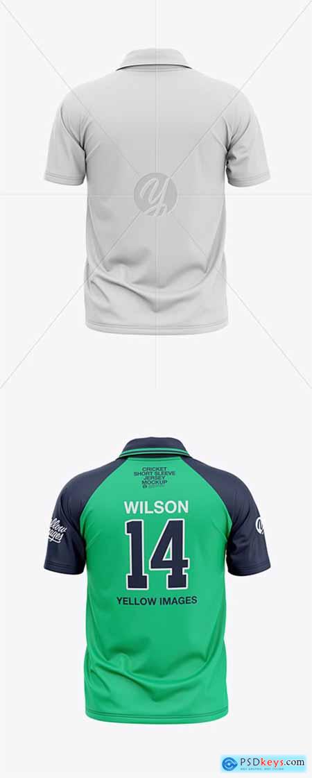 Download Men's Short Sleeve Cricket Jersey Polo V-Neck Shirt- Back ...