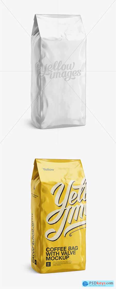 2,5 kg Foil Coffee Bag With Valve Mockup - Half-Turned View 12031