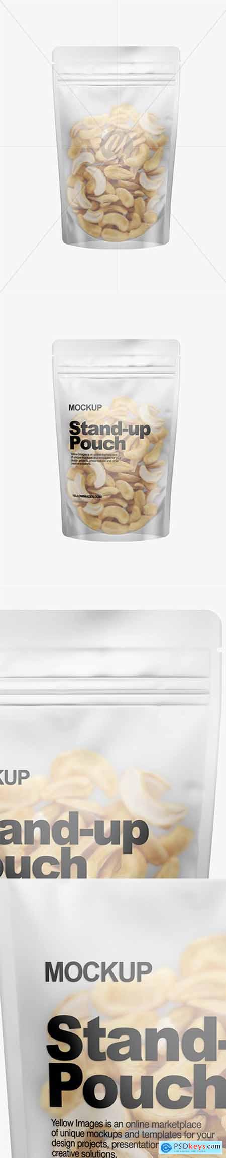 Frosted Stand-Up Pouch W Cashew Nuts Mockup 36114