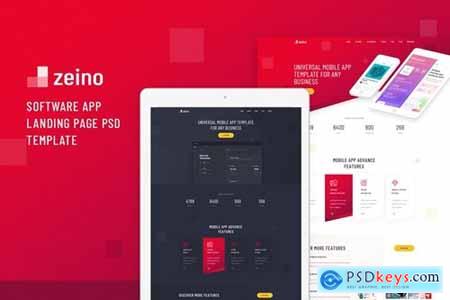 Zeino - Software App Landing Page PSD Template