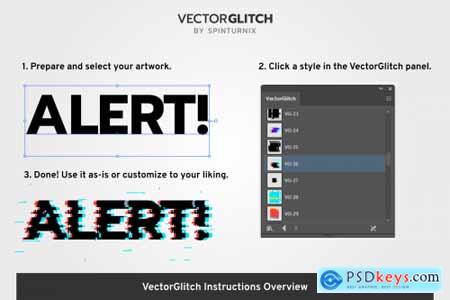 VectorGlitch 60 Graphic Styles for Illustrator + Bonus