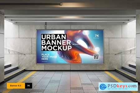 City Lightbox Banner Mockup in Subway