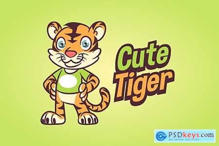 Cartoon Cute Little Tiger Mascot Logo