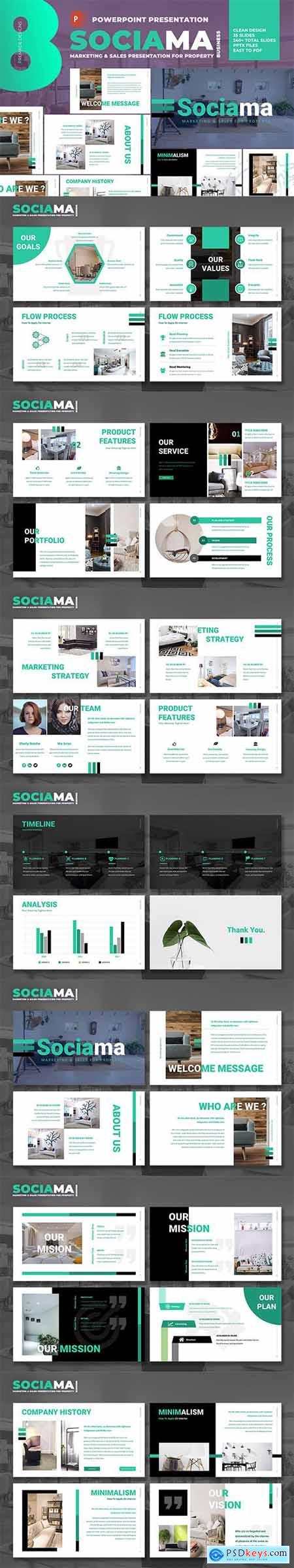 Sociama Powerpoint and Keynote - Clean Marketing and Sales
