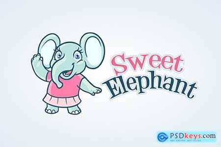 Sweet Little Elephant Girl Mascot Logo