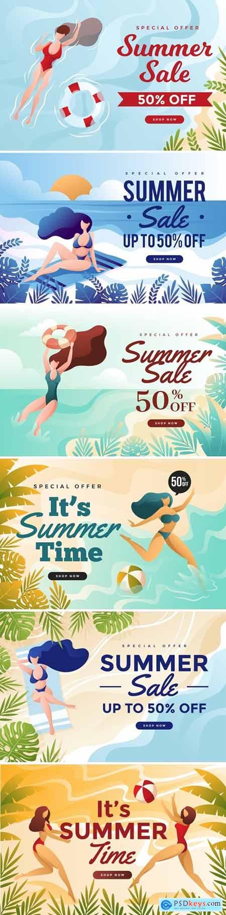 Summer Holiday Sale Vector Illustration Banner
