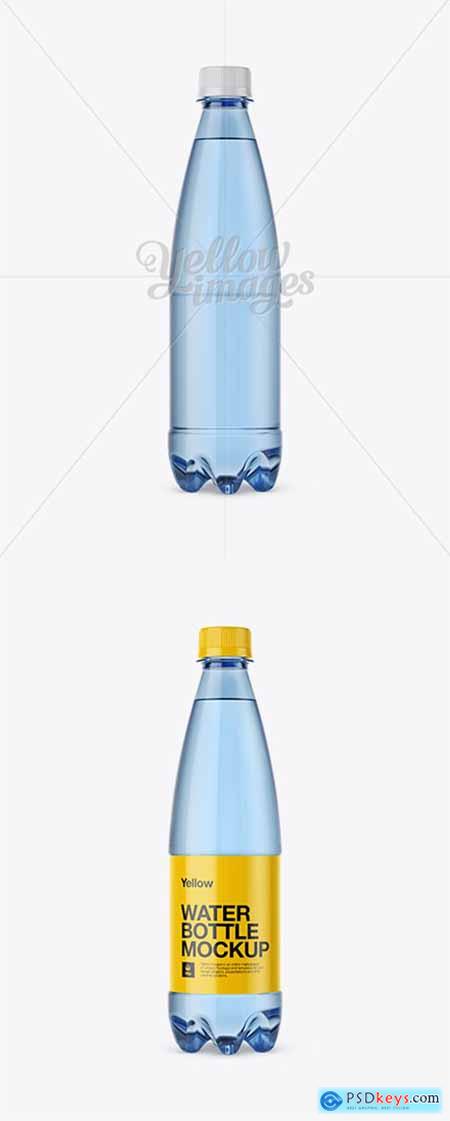 500ml Blue PET Water Bottle Mockup - Front View 14127