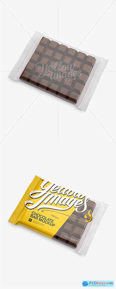 Glossy Square Chocolate Bar Mockup - Halfside View (High-Angle Shot) 14027