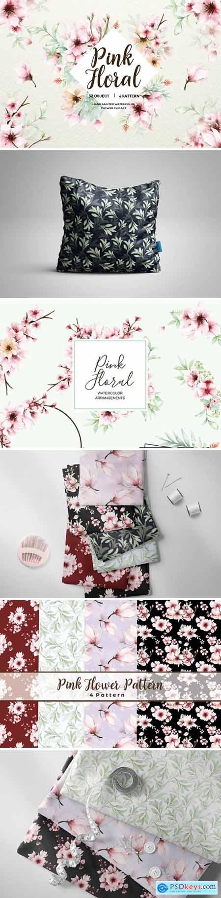 Pink Floral - Sakura Watercolor Set