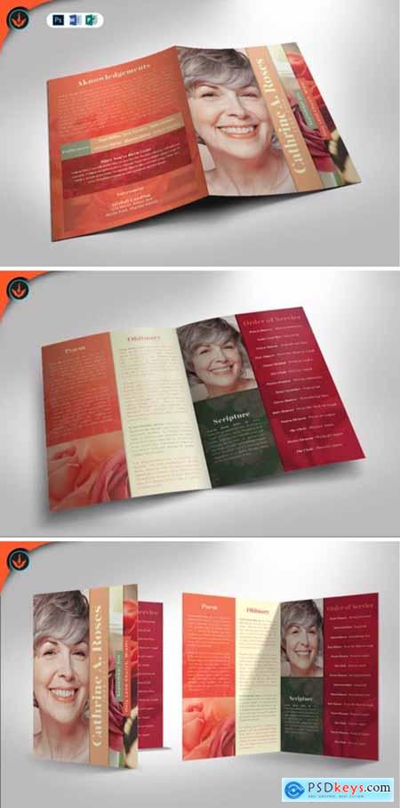 Red Rose Funeral Program Template 1589680