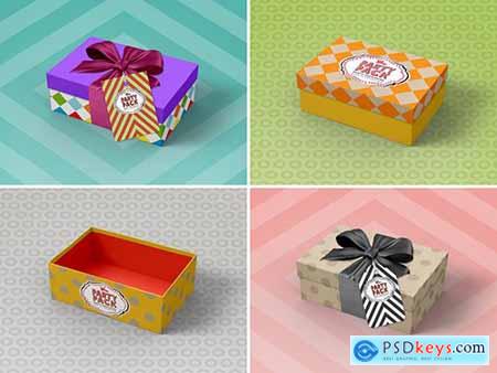 Gift Box with Cover and Tag Mockup 265512698