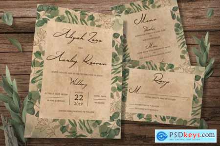 Vintage Foliage Wedding Invitation