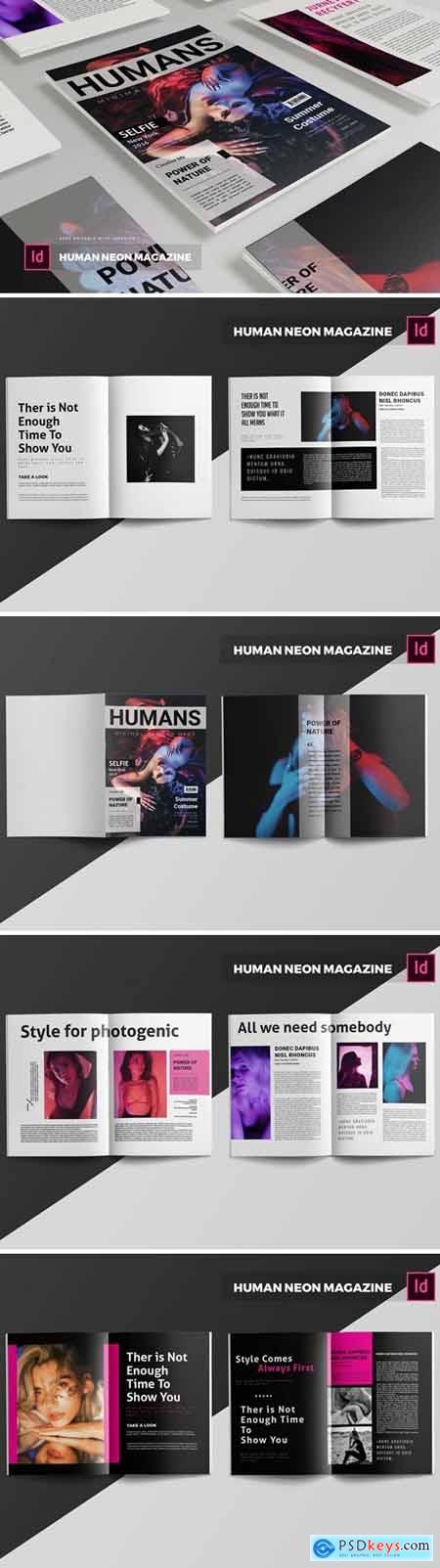 Human Neon Magazine Template