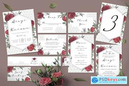 Rose Geometric Wedding Invitation