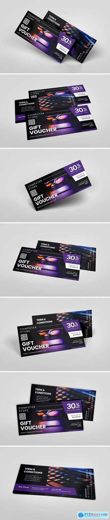 Computer Store AI and PSD Gift Voucher Template