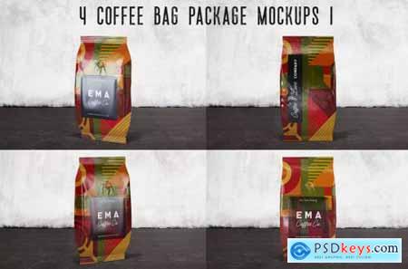 4 Coffee Bag Package Mockups 1