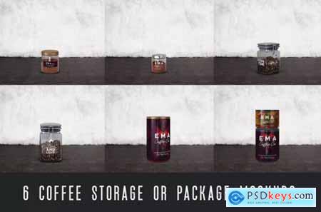 6 Coffee Storage Cans Mockups