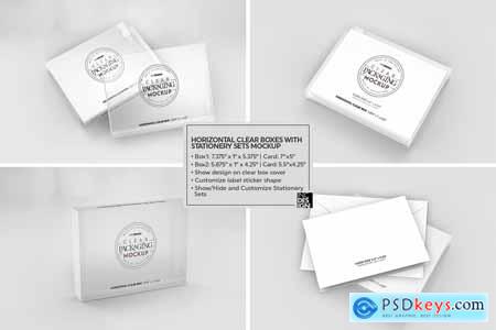 Clear Box with Stationery Set Mockup 3963876