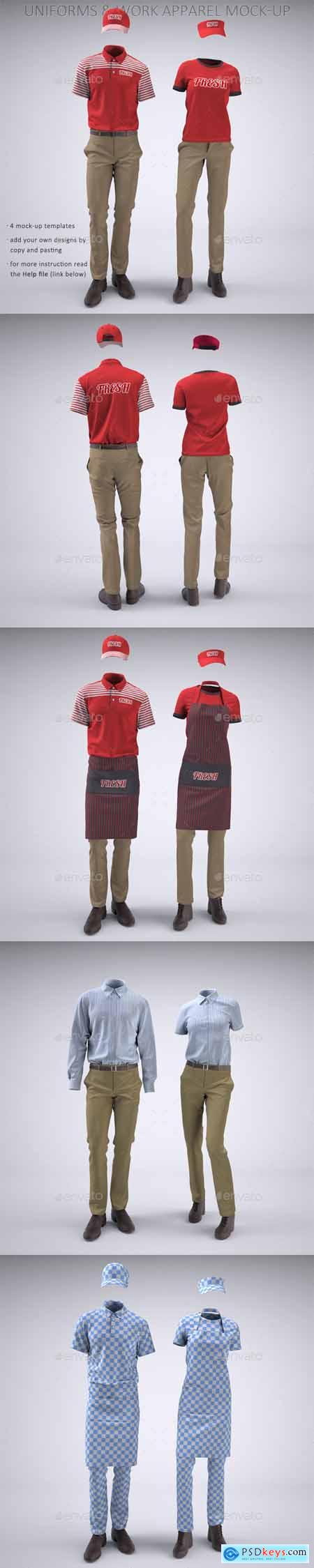 Food Service Uniforms and Retail Uniforms Mock-Up 22094416