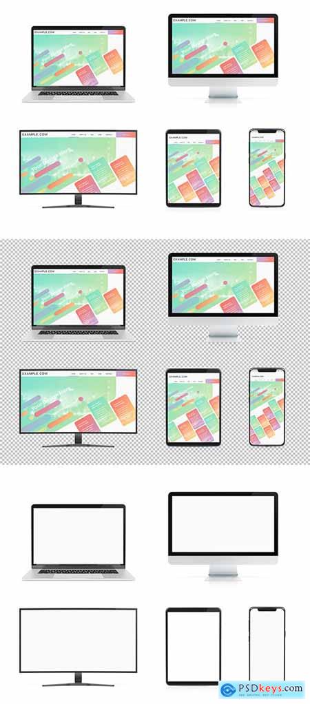 5 Devices Isolated on White Mockup 249382956