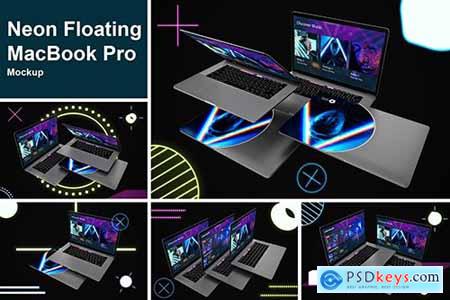 Neon Floating MacBook Pro