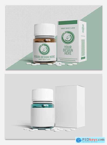 Pill Bottle and Box Packaging Mockup 247665000