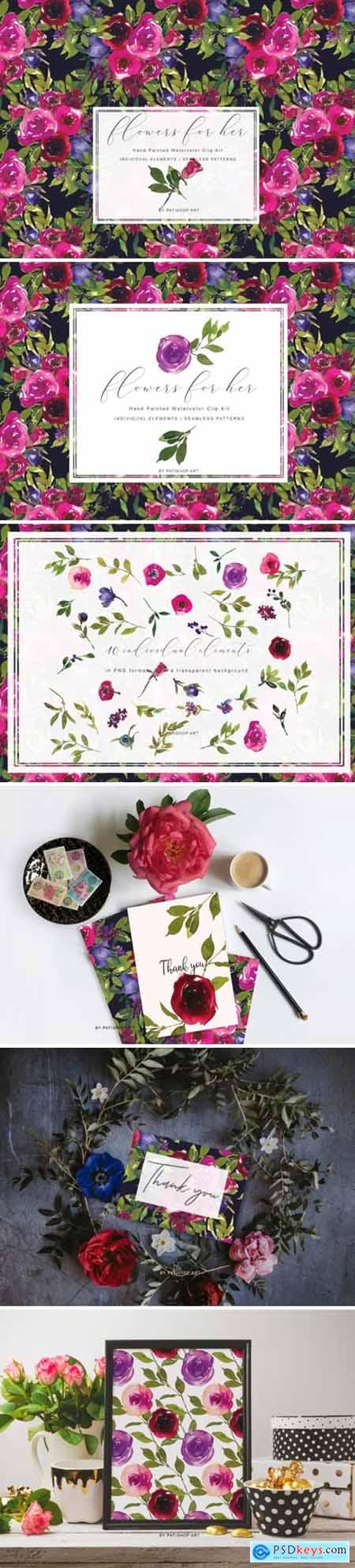 Watercolor Rose Clipart Collection 1652853