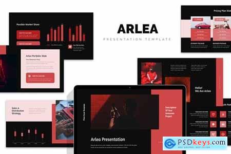 Arlea Red Color Tone Pitch Deck Powerpoint