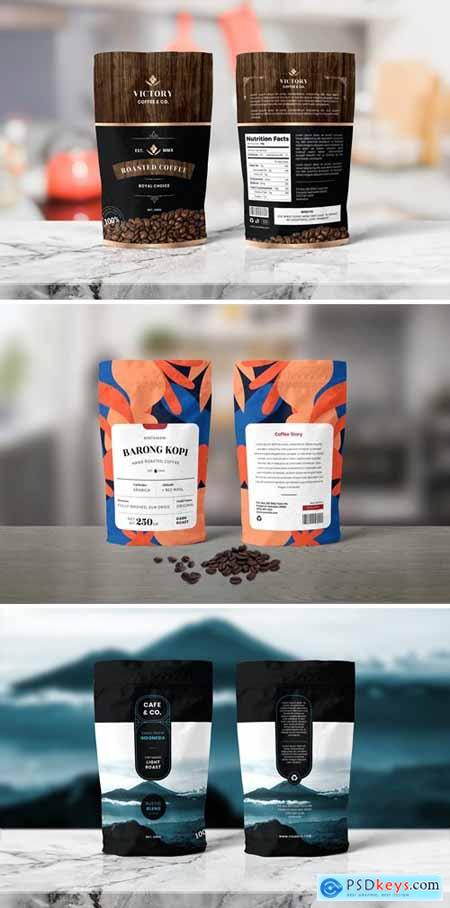 Coffee Pounch Bag Packaging Template Bundle