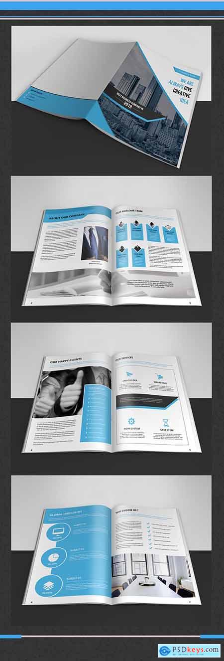 Business Brochure Layout with Blue Accents 243571115