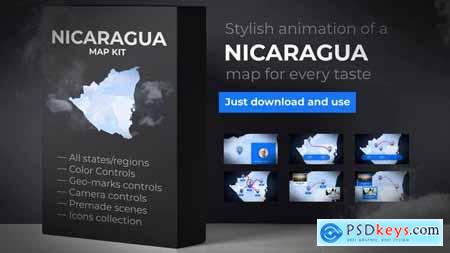 VideoHive Nicaragua Animated Map - Republic of Nicaragua Map Kit