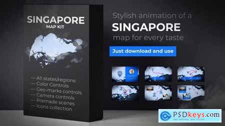 VideoHive Singapore Animated Map - Republic of Singapore Map Kit