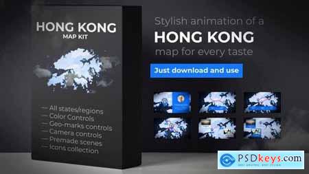 VideoHive Hong Kong Animated Map - Hong Kong Region of the Peoples Republic of China