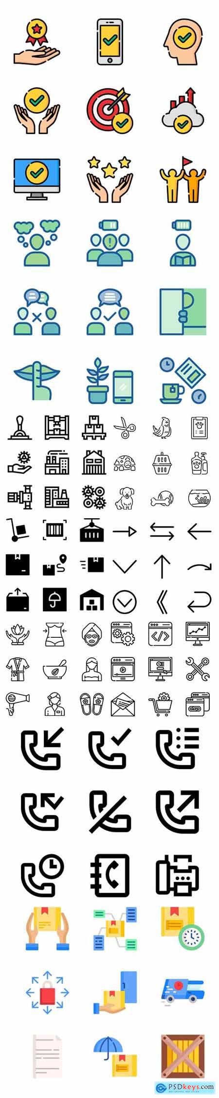 Lineal, Solid, Outline, Lineal Color and Flat 446 Icons in 1 Bundle